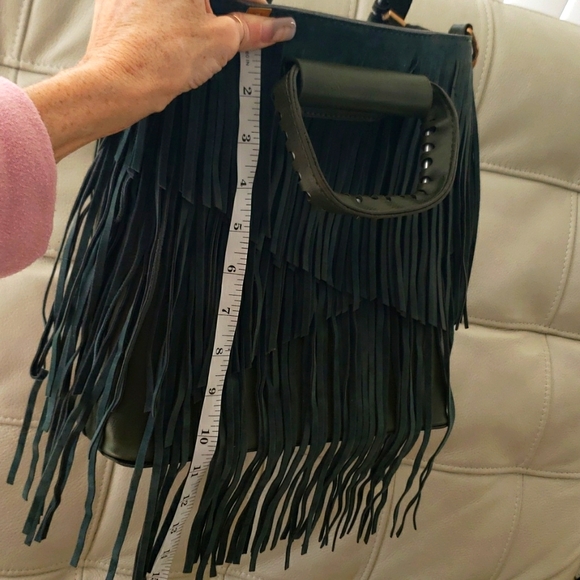 Faux Suede fringe/leather purse - Picture 15 of 17